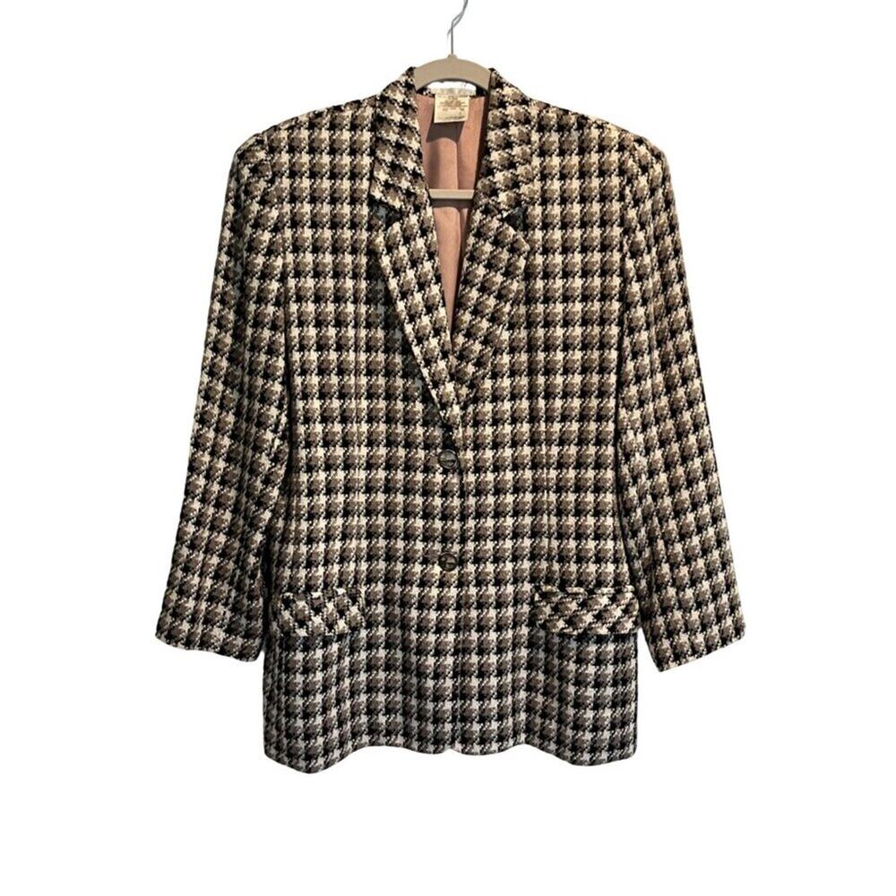 Clichy Blazer Womens Size 6 Plaid 2 button fully lined comfortable